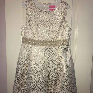Lilly Pulitzer Girls Abrianna Gold Brocade Dress Size 8 EUC